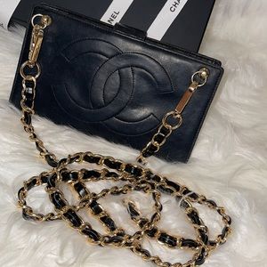 CHANEL Authentic CC Logo lambskin Bifold Wal…